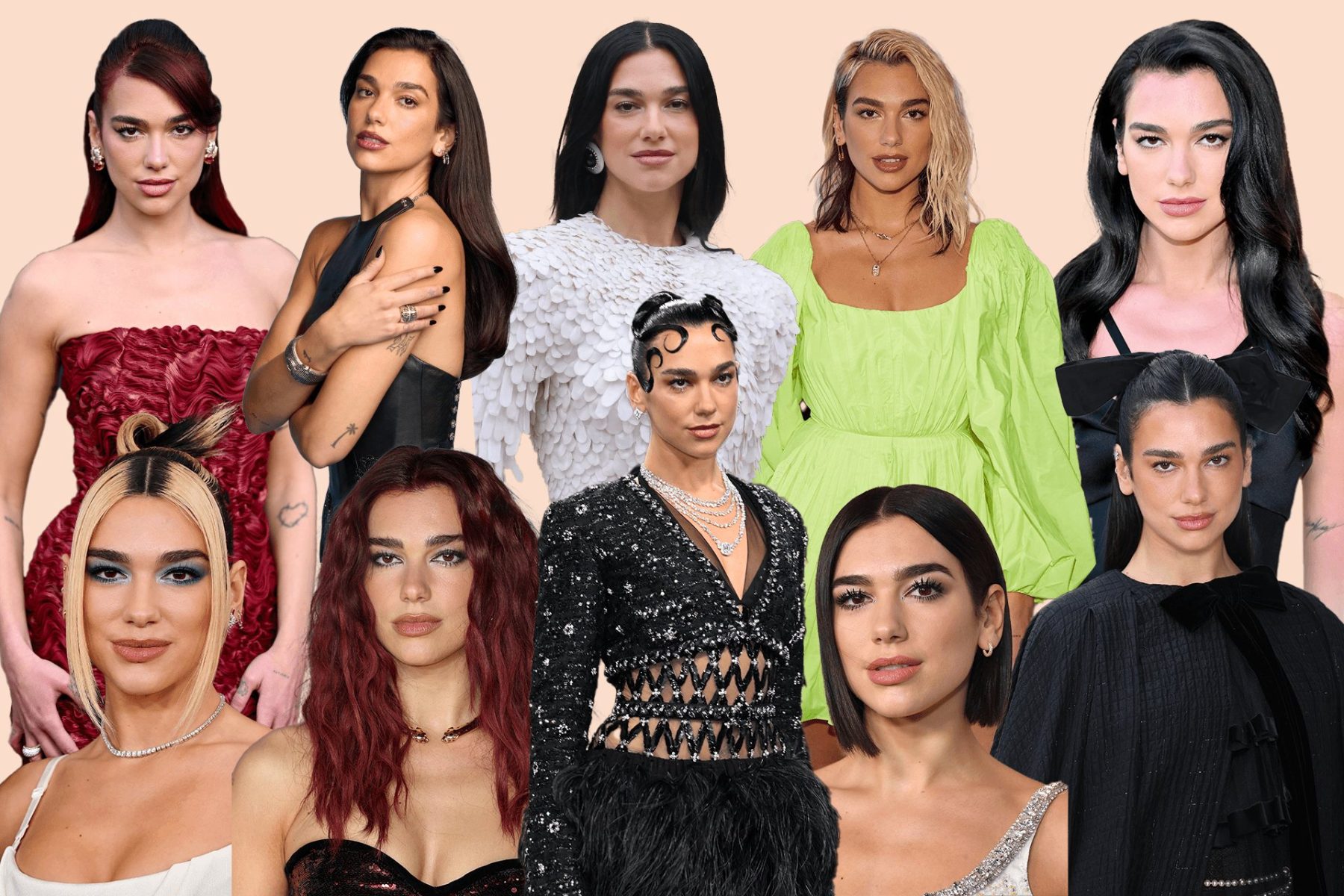 Dua Lipa и ее бьюти-эволюция от блонда до темных волос