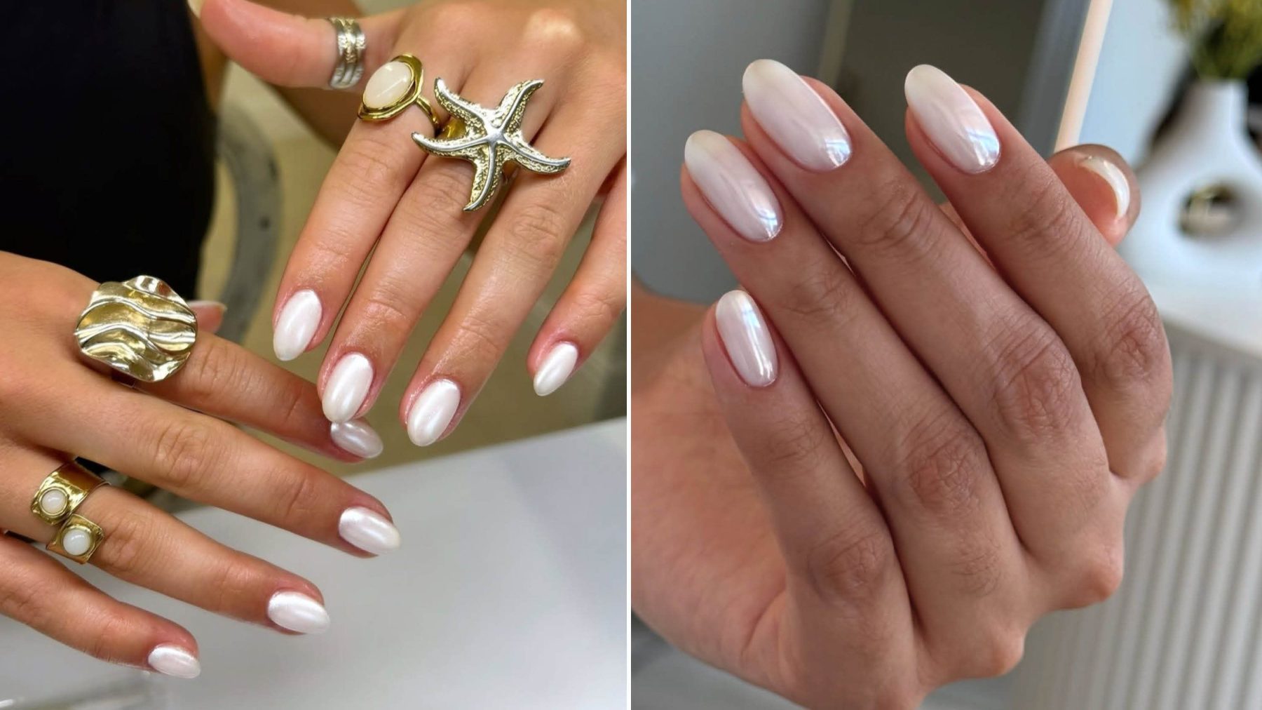 Vanilla chrome nails стали самым мягким способом носить белый маникюр