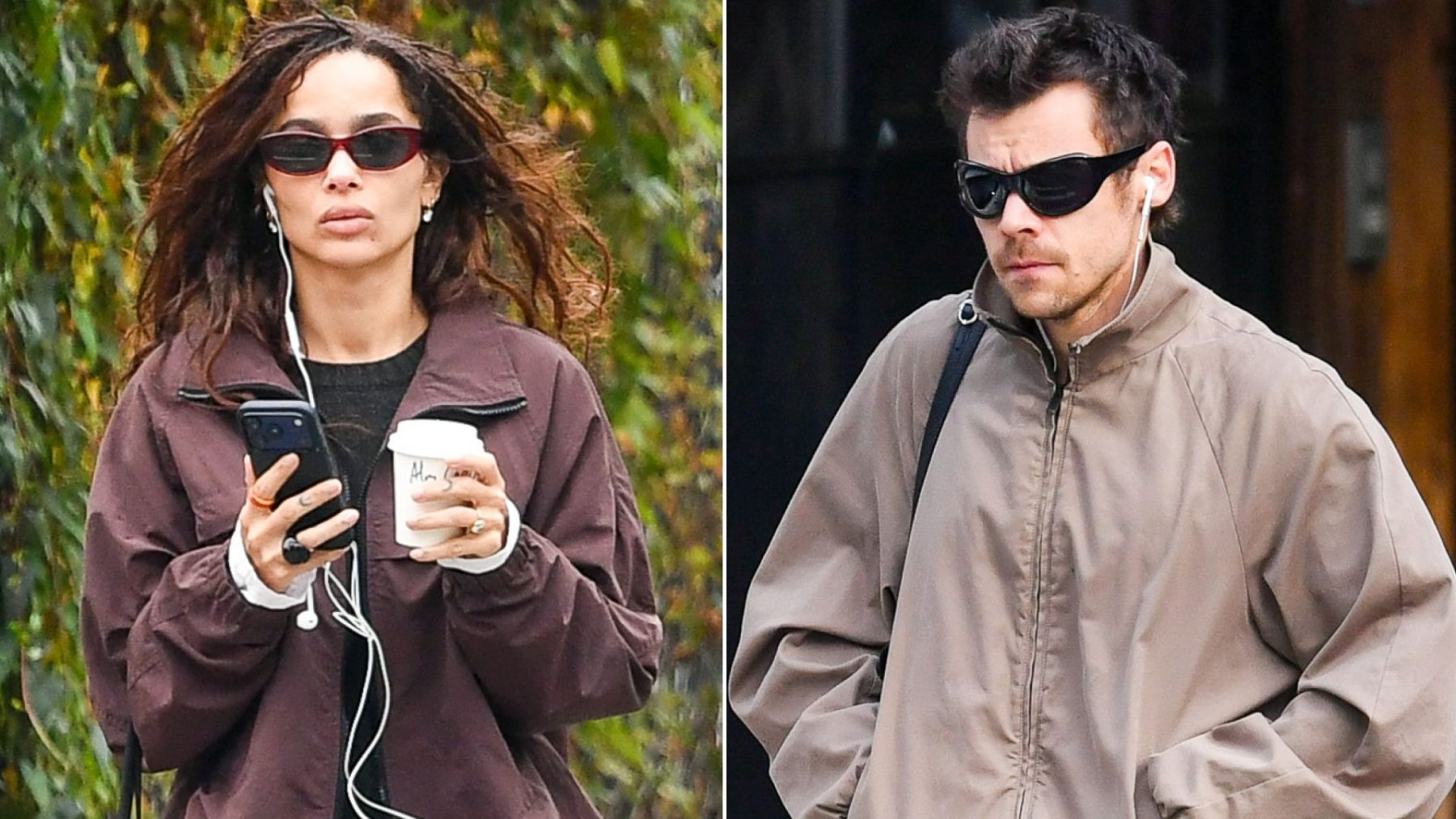 Zoë Kravitz и Harry Styles по-разному носят куртку с высоким воротом